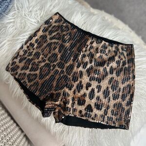 Y2K Sequin Cheetah Print Shorts
